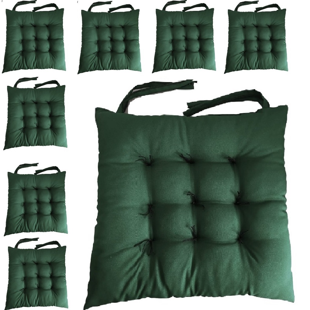 KIT COM 8 ALMOFADAS FUTON ASSENTO PARA CADEIRA - VERDE-MUSGO