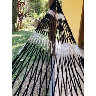 Rede de Nó Azul e Bege Descanso Artesanal 3.40 x 2.00 Até 130 Kg Melhor