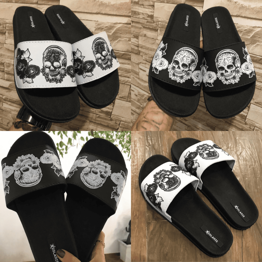 Chinelo Slide Nuvem Caveira Mexicana Confortavel Moda Verão Promoção Envio Imediato Pronta Entrega