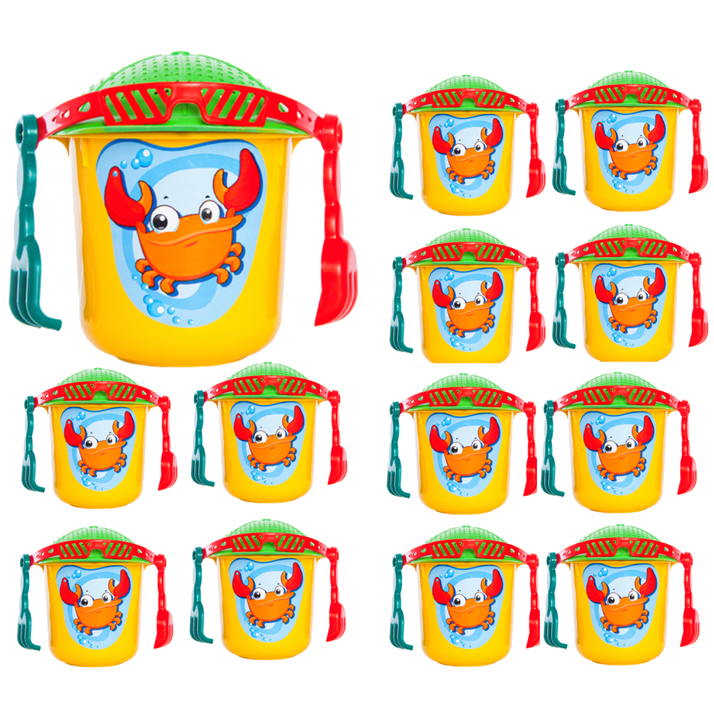 35 Baldinhos Praia - 18cm Cada Kit Com Certificação Inmetro - Em Cores e Estampas Sortidas - Modelo Bob C/4 acessórios em Oferta na Shopee