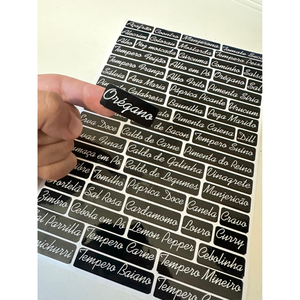 69 Etiquetas Adesivas Temperos Condimentos Potes Rótulos PRETO Adesivos à Prova D'água não desbota em Oferta na Shopee