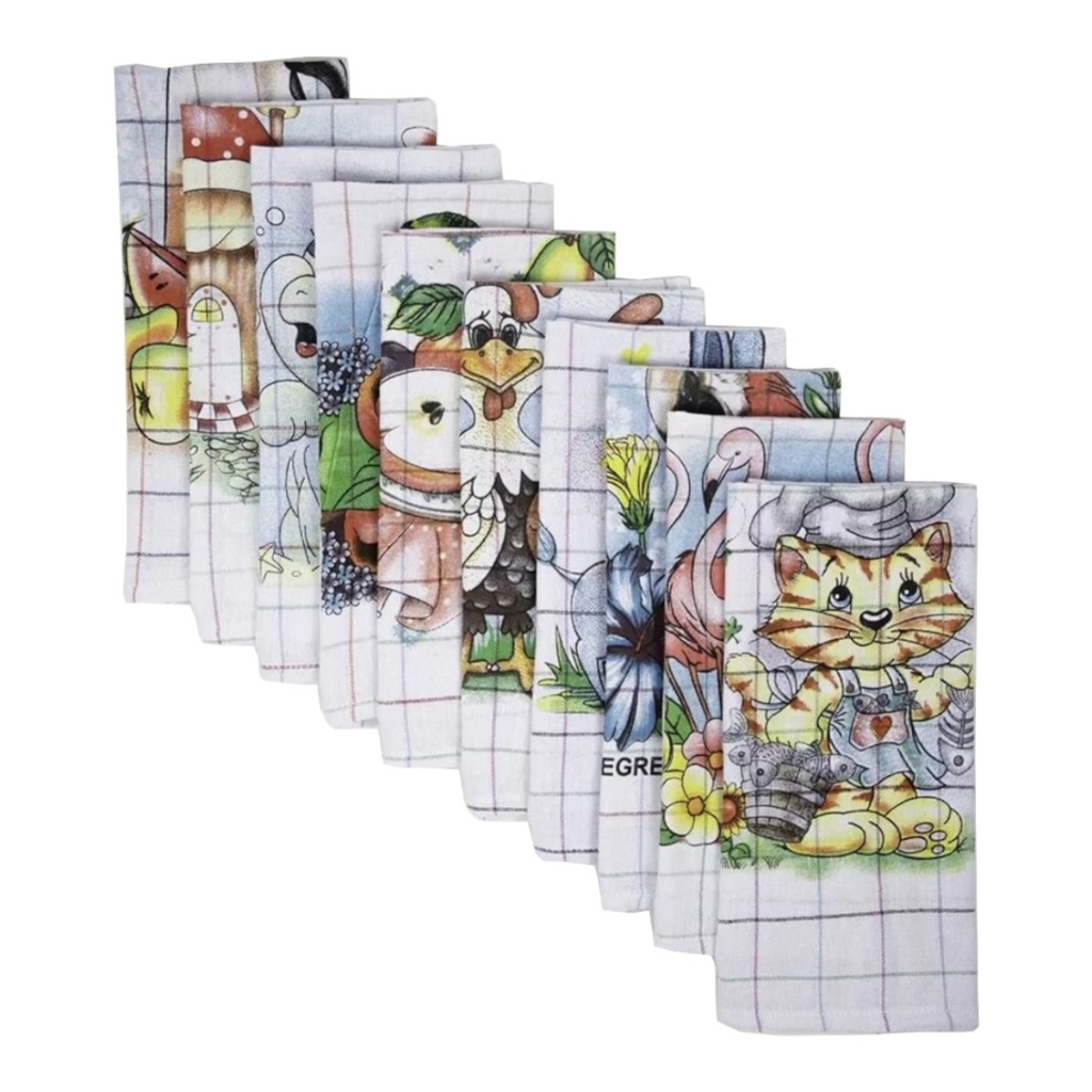 Kit 15 Panos de Prato e Copa Estampados Xadrez E Branco 100% Algodão em Oferta na Shopee