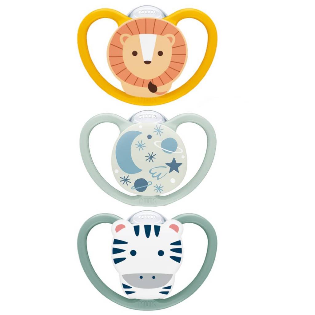 Kit 3 Chupetas Space Dia e Noite Brilha no Escuro 18m+ Nuk