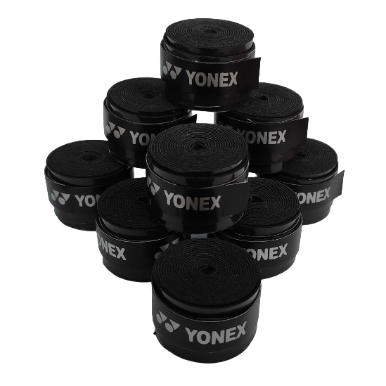 Overgrip Yonex Super Grap Preto Kit 8 Unidades, Tênis, Beach Tennis, Badminton, Padel