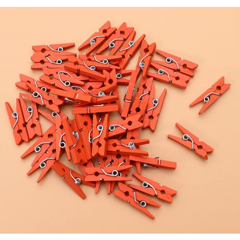 Mini Prendedor de Madeira Laranja 3,5cm - 50 unidades - Rizzo Distribuidora