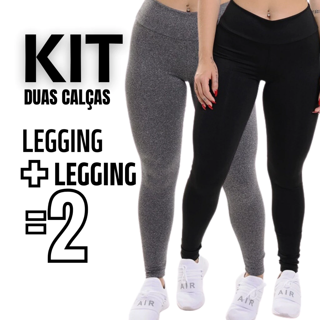 Kit 2 Calças Legging Cintura Alta Leg Suplex Grossa Levanta Bumbum Zero Transparência — imagem 1