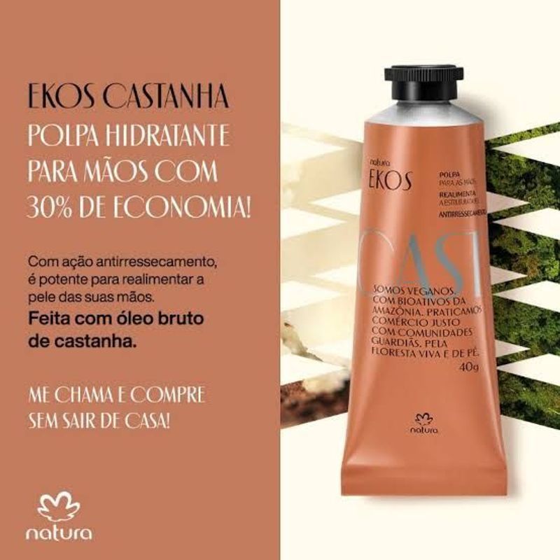 Polpa Hidratante para Mãos Ekos Castanha 40g ou 75g Natura