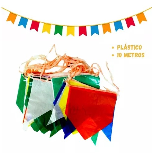Promoção Bandeirinhas Festa Junina Seda Colorida 10 Metros