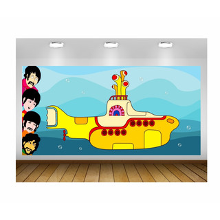 Painel de Festa Beatles Submarino Amarelo Painel de Lona Beatles Submarino Amarelo Painel de festa dos Beatles Painel dos Beatles Submarino Amarelo A