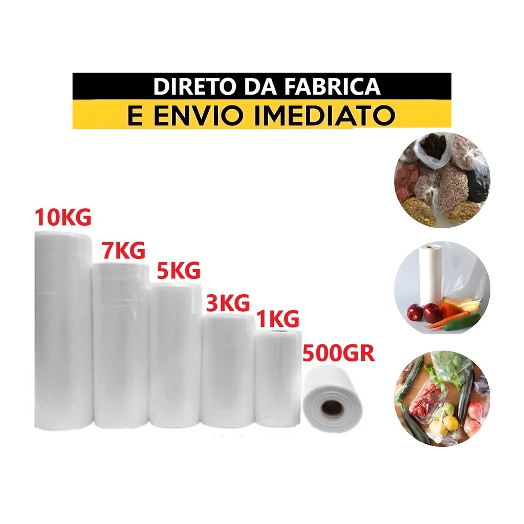 Imagem Bobina Picotada Plastica Varios tamanhos c/500 Sacos para freezers e armazenamento de alimentos