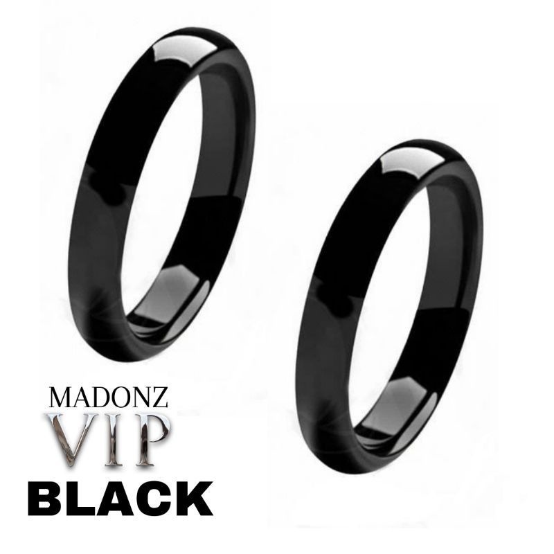 Par Aliança Preta 4 mm redonda Anel Tucum LGBTQIA+ 4mm Abaulado Tungstênio Tratamento Carbon Black Original + Case Luxo