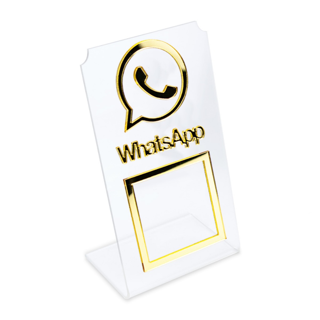 Placa WhatsApp QR Code Display Acrílico Balcão Transparente em Oferta na Shopee