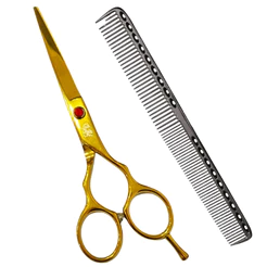 Tesoura Fio Laser 6.0 Profissional Cabeleireiro Obopekal Corte Barbeiro + Pente De Metal Inox