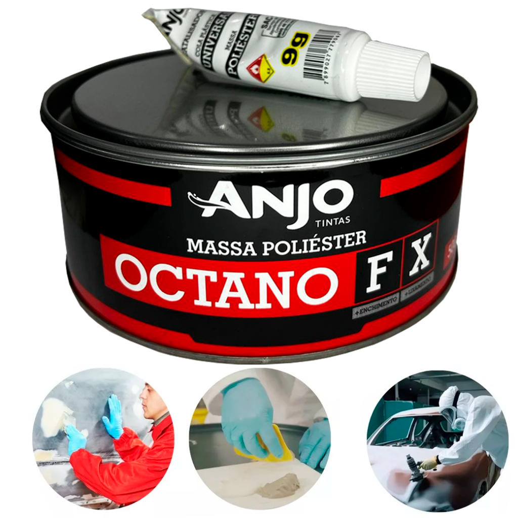 Massa Poliéster Octano Fx 500g + Catalisador 9g Para Uso Profissional  - Anjo em Oferta na Shopee