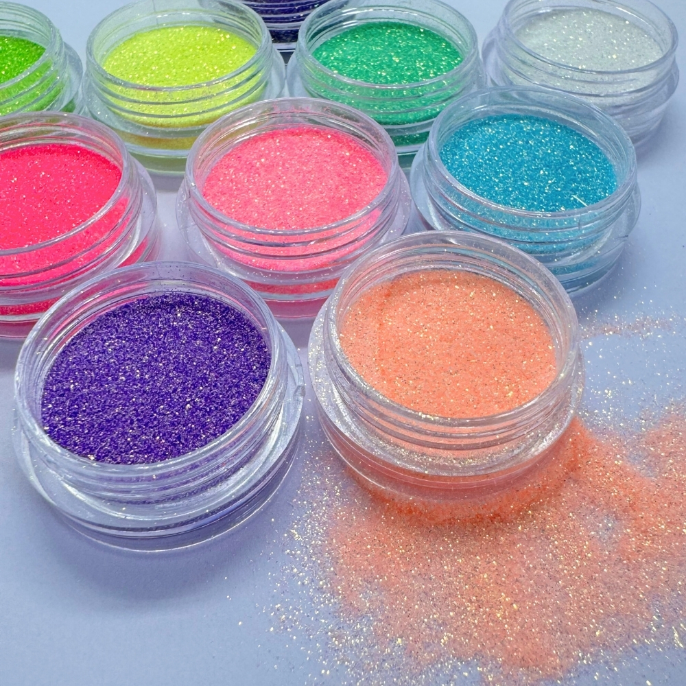 Kit 10 Glitter Neon Colorido Glitter Ultra Fino Glitter açúcar para Unha Resina Maquiagem glitter rosa verde roxo lilás azul