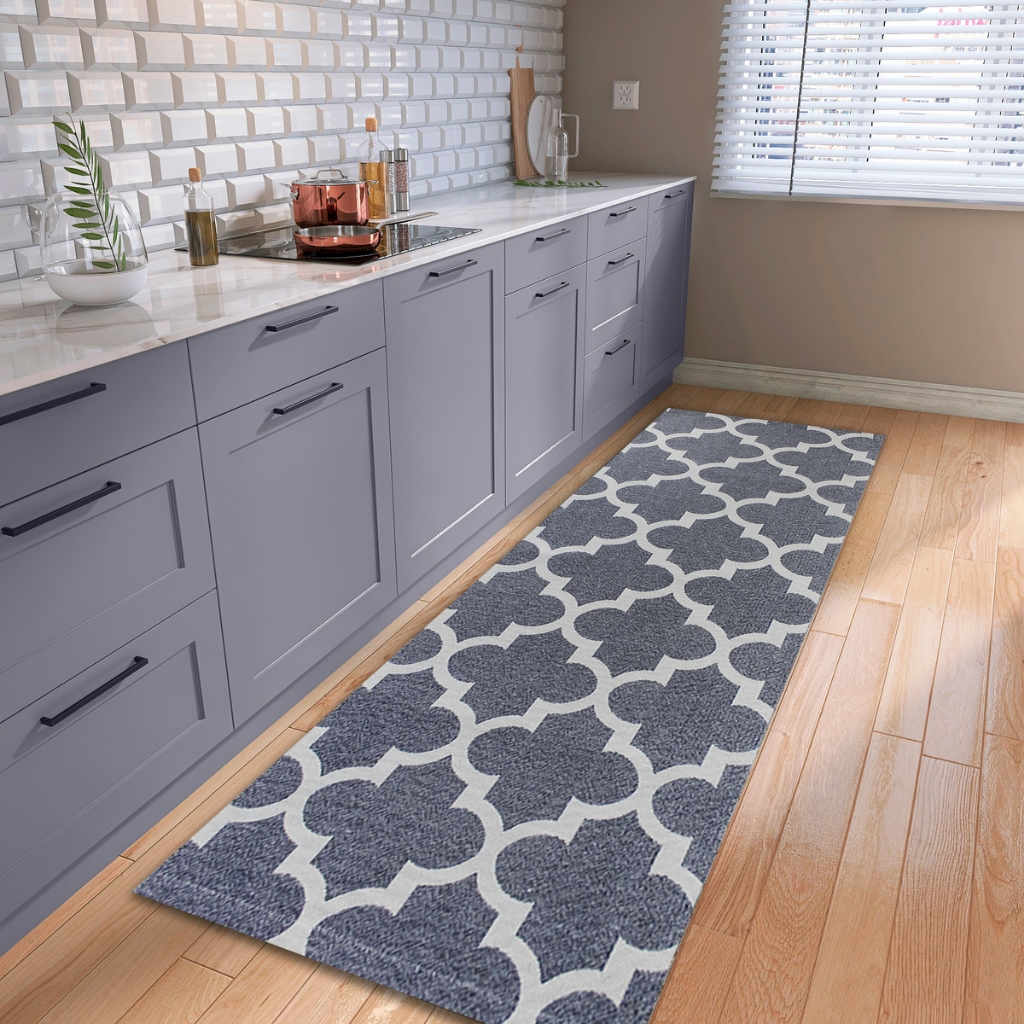 Tapete Passadeira 2,00m x 45cm Antiderrapante para Cozinha Quarto Corredor Cinza Geométrico em Oferta na Shopee