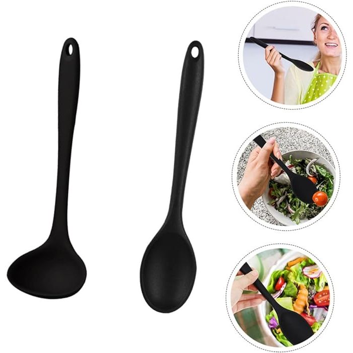 Jogo Colher + Concha Silicone Arroz Caldo Feijao Grande Antiaderente Refeiçao Jantar Almoço