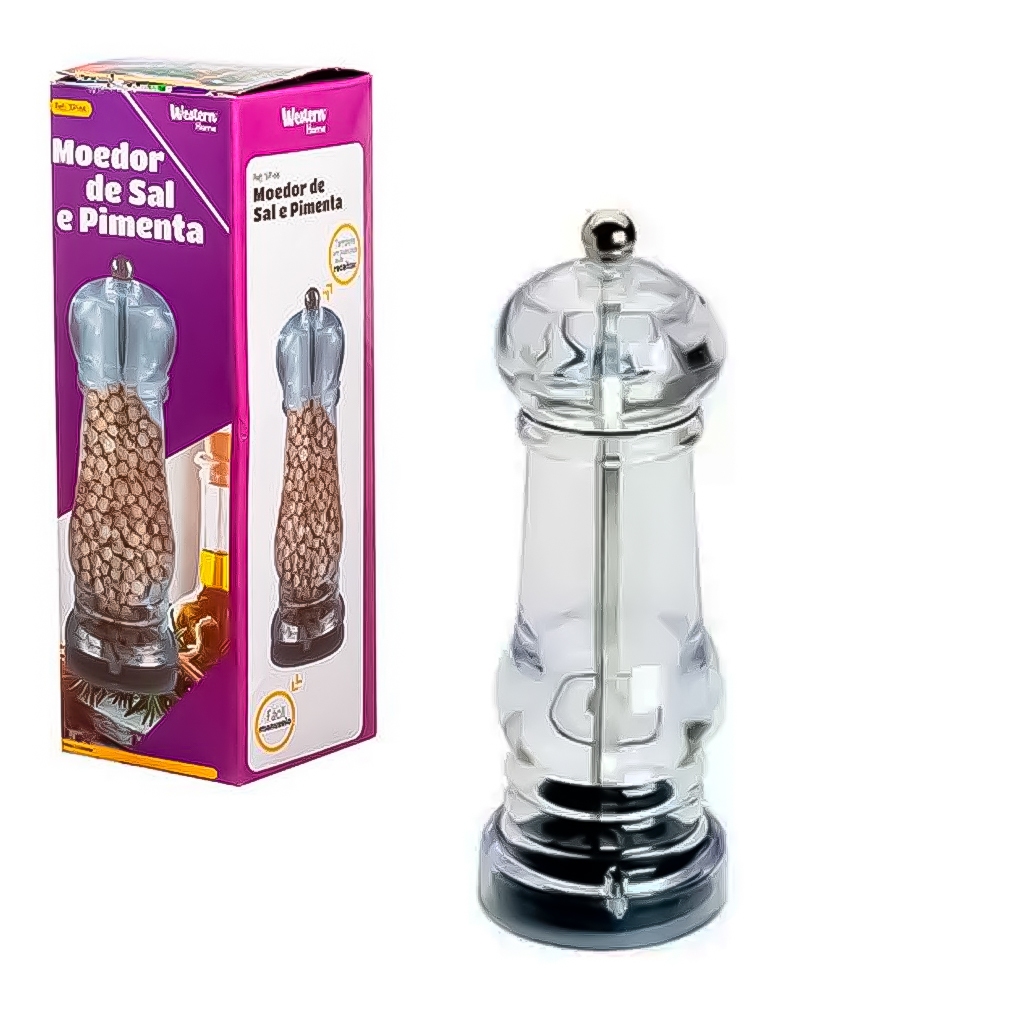 Moedor De Sal Grosso Pimenta Do Reino Ergonômico Culinário Transparente Excelente Qualidade - Home & Living