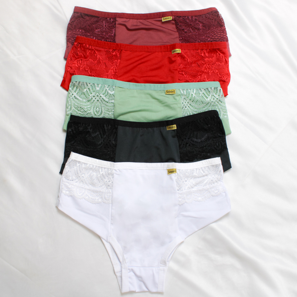 Kit 5 Calcinha Lateral Dupla com Renda Latera Perfeita Para ser Usada Pós Parto