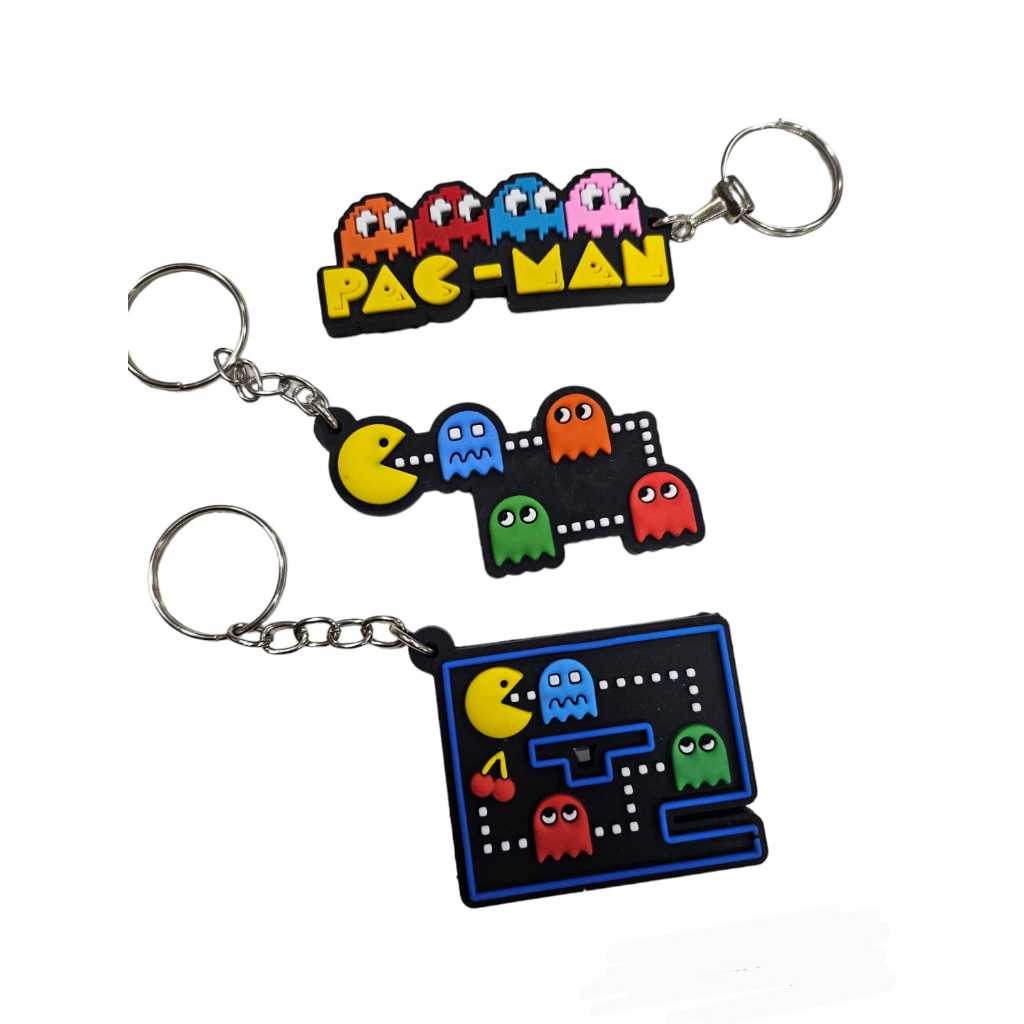 Kit com 36 peças lindos chaveiros de alta qualidade emborrachados do Pac Man .