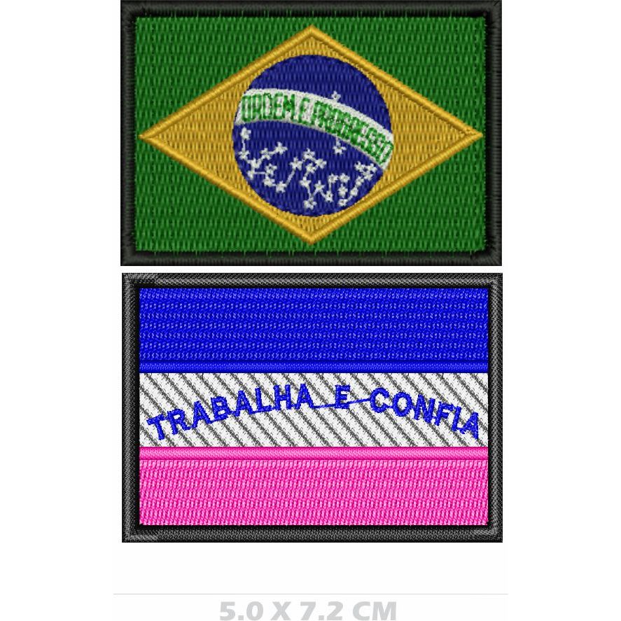 KIT DE BANDEIRAS BORDADAS BRASIL ESPIRITO SANTO - 5 X 7 CM - PATCH TERMOCOLANTE OU FECHO DE CONTATO