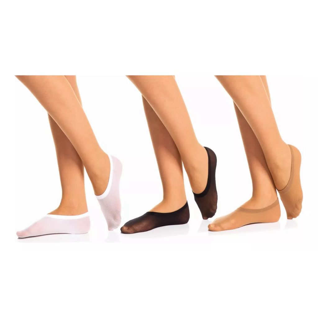 Kit Pares Meia Sapatilha Fina Antiderrapante Invisível Yoga Pilates Scarpin Soquete Mocassim Feminina Adulto