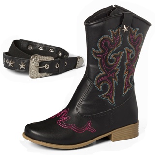 Kit Bota Texana + Cinto Infantil Menina Jeca Rodeio Campo Fazenda Botina Promoção Estilo Country em Oferta na Shopee