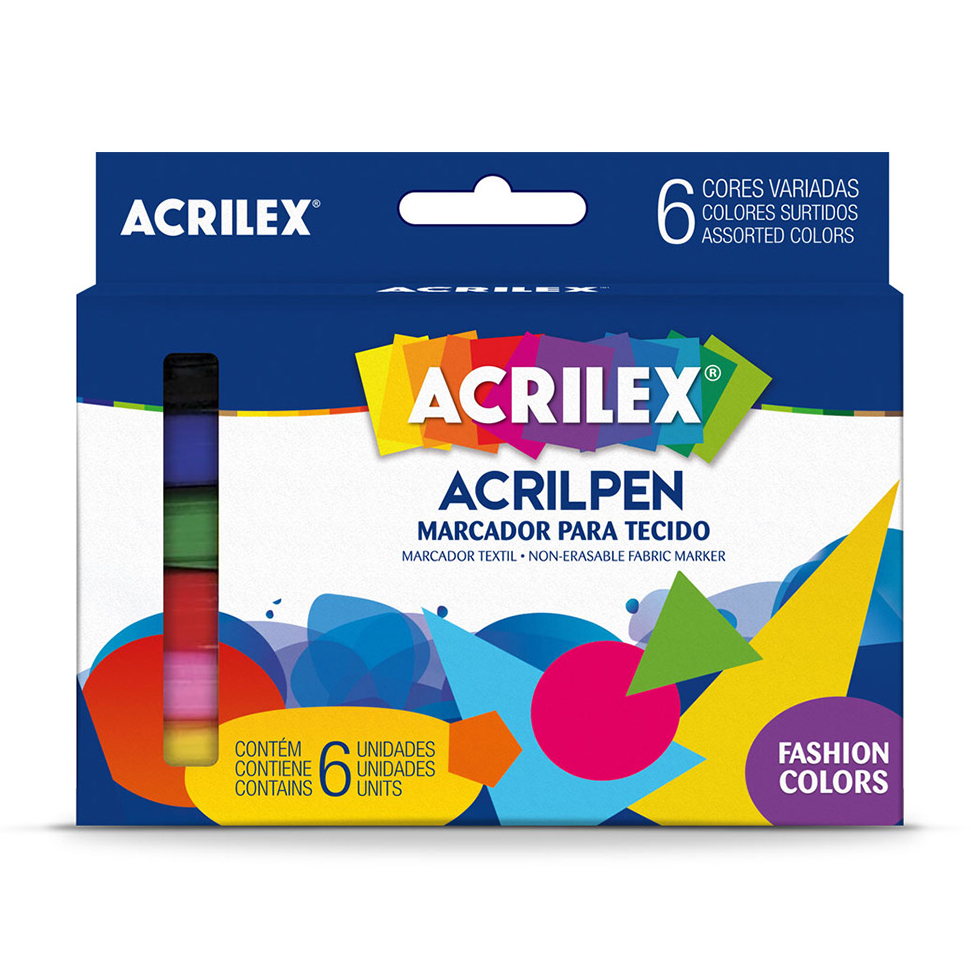 Estojo 6 Caneta Para Tecido Acrilpen Cores Vivas Acrilex + Nota Fiscal em Oferta na Shopee