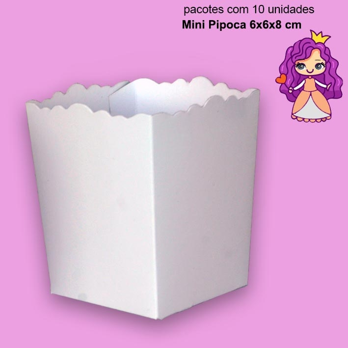 Embalagem Mini Pipoca em papel Branco e em papel Kraft - 06x06x08 cm- Pacotes com 10 unidades em Oferta na Shopee