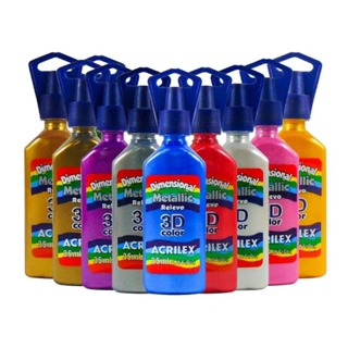 Tinta Dimensional Metálica 3D Acrilex 35 ml - Escolha a Cor em Oferta na Shopee
