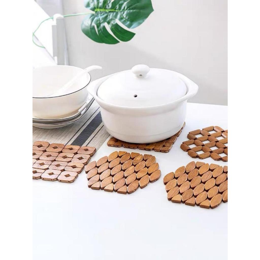 Descanso de Panela, KIT de 3 / 6 peças Bambu, Sextavado, 16x16cm em Oferta na Shopee