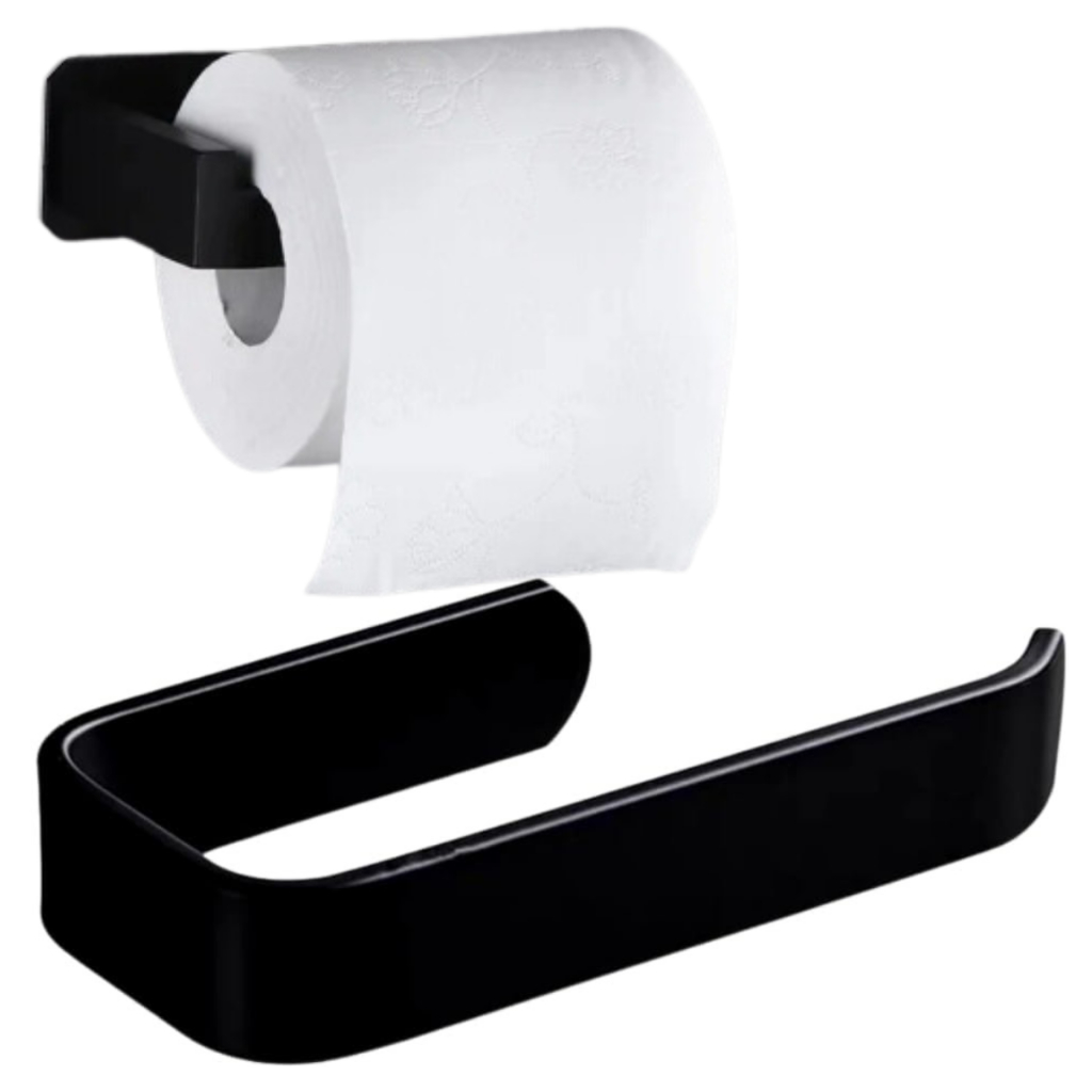 Suporte Porta Papel Higiênico Parede Adesivo 3m Multiuso Suporte Vaso Elegante (Preto)
