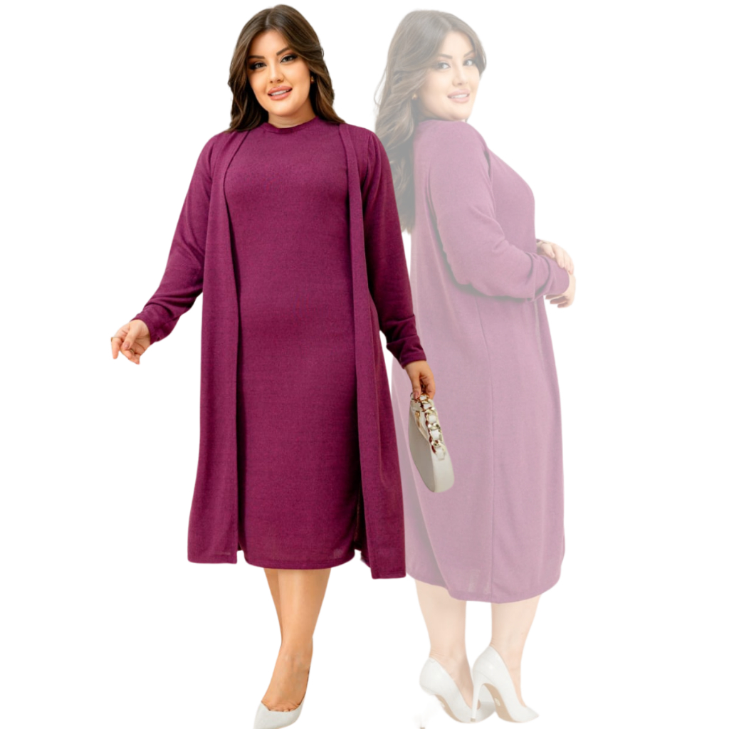 Conjunto Lanzinha Evangélico Luxo Vestido com Sobretudo Lindo Quentinho Inverno Festa, Cultos, Casamento, Dia das Mães