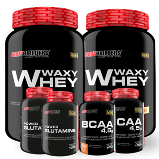 Kit 2x Waxy Whey 900g + 2x Power Bcaa 4.5 100g + 2x Power Glutamina 100g - Bodybuilders em Oferta na Shopee