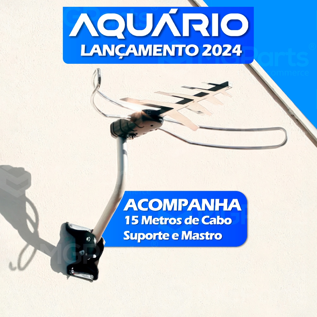Antena Externa 4k Completa Profissional 5 em 1 com Mastro e Cabo de 15 Metros Aquário DTV-3000 em Oferta na Shopee