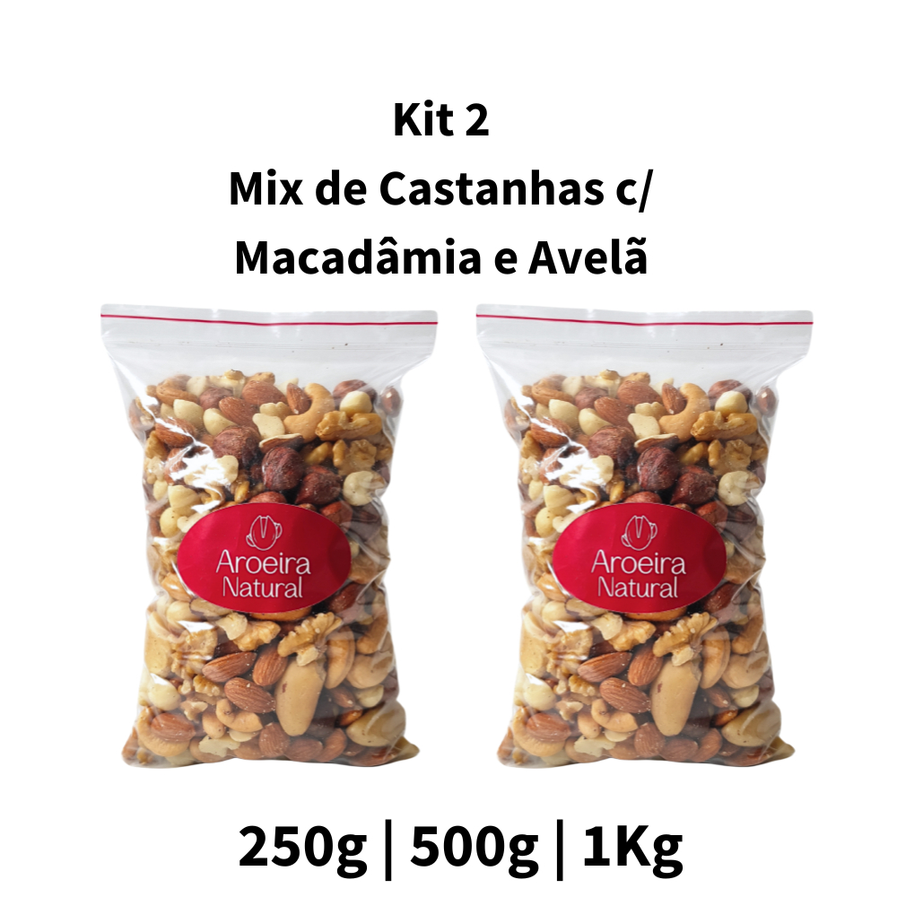 KIT 2 Mix de Castanhas Premium - Com Macadâmia e Avelã em Oferta na Shopee