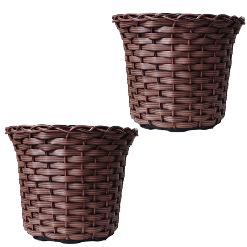 Kit 2 Vasos Fibra Sintética Rattan Decoração Cymbidium 21x18 em Oferta na Shopee