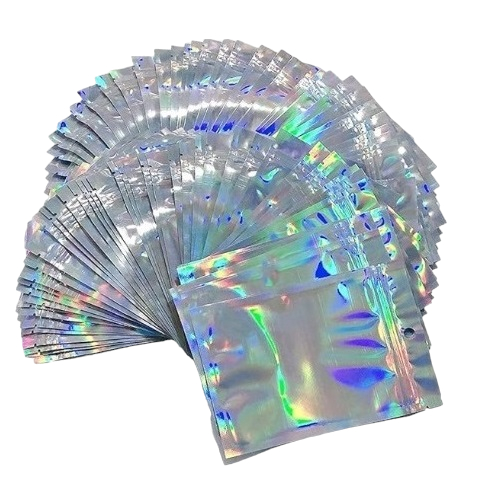 100 Unidades Saco Zip Lock Holográfico 7 x 10 -50 unidades ou 100 unidades com furo. em Oferta na Shopee