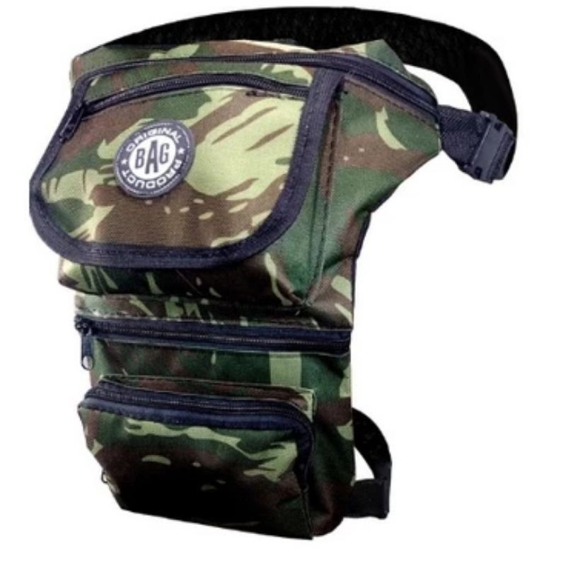 Pochete Cartucheira De Perna, Motoboy, Camping Paintball Camuflada e Preta