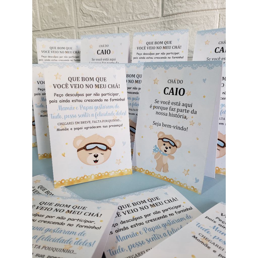 Centro de mesa agradecimento personalizado tema Ursinho Baloeiro Chá de Bebê Chá Fraldas urso no balão enfeite de mesa
