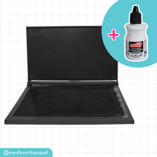 Kit Almofada Carimbo Grande N3 + Tinta para Carimbo - Carimbos de Madeira Carimbeira em Oferta na Shopee
