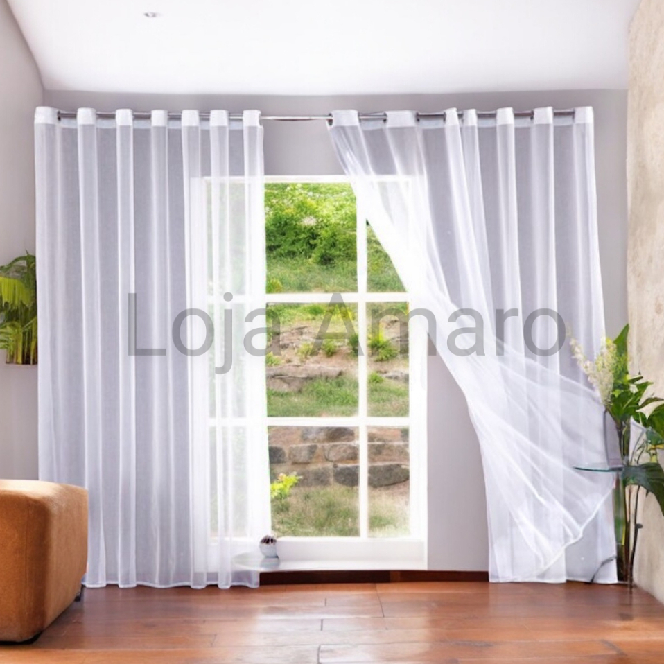 Cortina Voil Liso Diversos Tamanhos para Sala Quarto e Cozinha em Oferta na Shopee