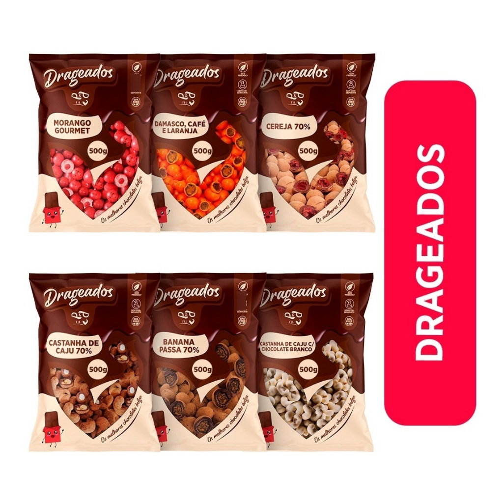 Choconuts P&P 250g Vários Sabores Chocolate Belga Castanha/Amêndoa/Damasco/Avelã - Food & Beverages