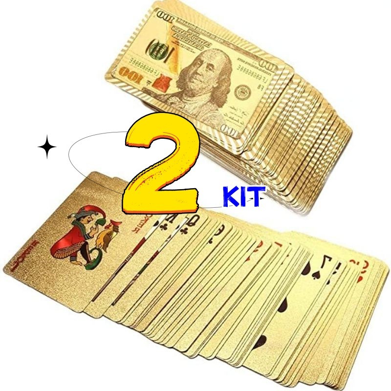 2 conjunto Baralho Cartão de Jogo Dourado 24k Prova D'água Promoção em Oferta na Shopee