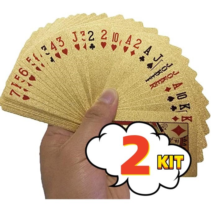 2 conjunto Baralho Cartão de Jogo Dourado 24k Prova D'água Promoção