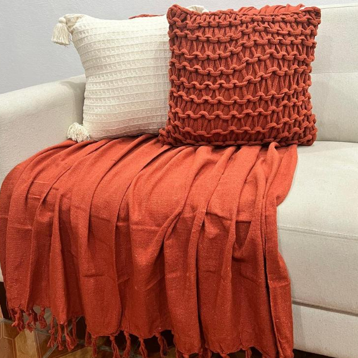 Kit de Almofada Corda Trançada Terracota Decorativa Rustica Boho Artesanal