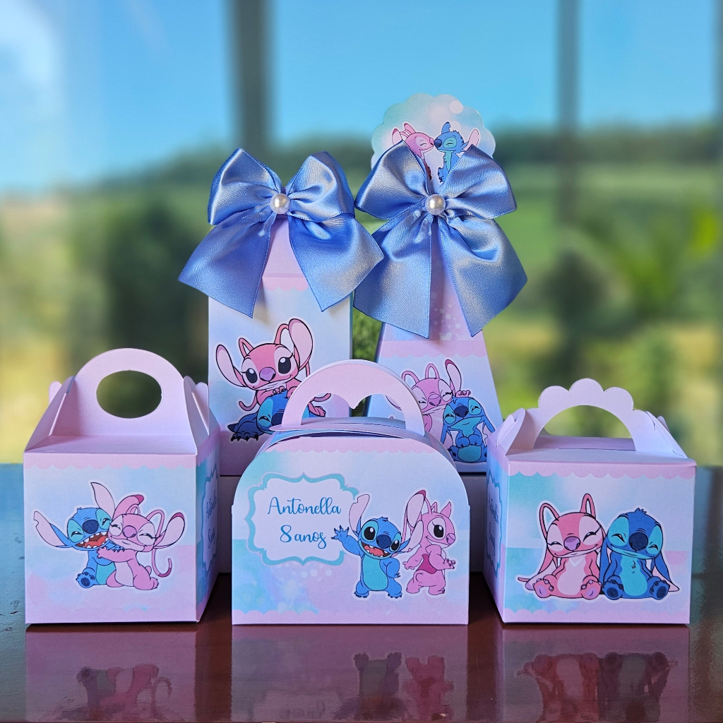 PEGUE E MONTE - Kit Festa Personalizados Stitch e Angel Lembrancinhas Caixinhas para festa