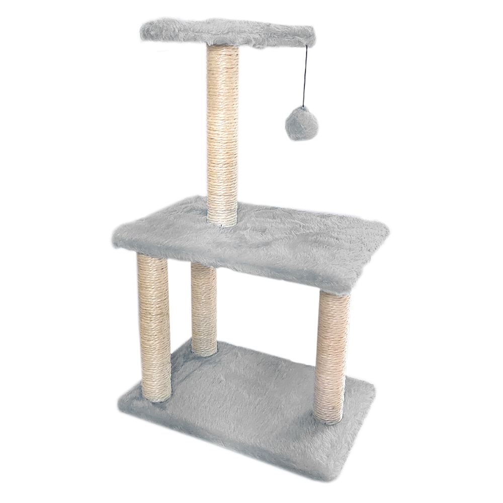 Arranhador Para Gatos 3 Bases Com Bolinha Cinza