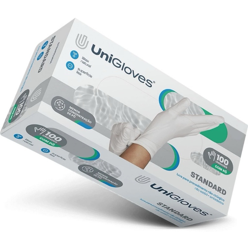 Luva de Procedimento látex com Pó Standard Unigloves cx.c/100 luvas