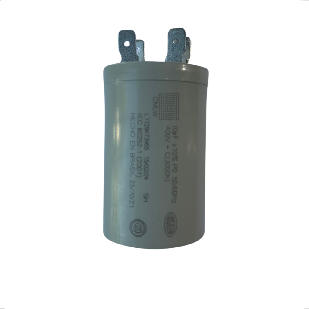 Capacitor partida Lavadora Colormaq 10uf 400v 110/220v Ventiladores Tanquinho Portão Eletrônico WEG